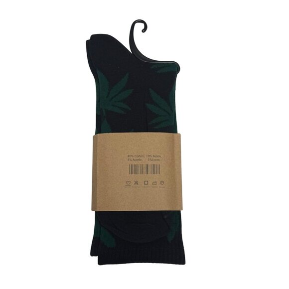 HUF Plantlife Socks Black Green Leaf MJ Leaf Unisex New Never Worn - Picture 4 of 6